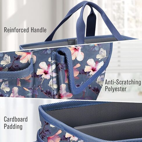 FINPAC Craft Storage Tote Bag with Multiple Pockets, Scrapbooking Carrying Case Storage Caddy with Handle for Sewing, Art, Desktop, Baby Care Supplies (Spring Bloom) in Kuwait