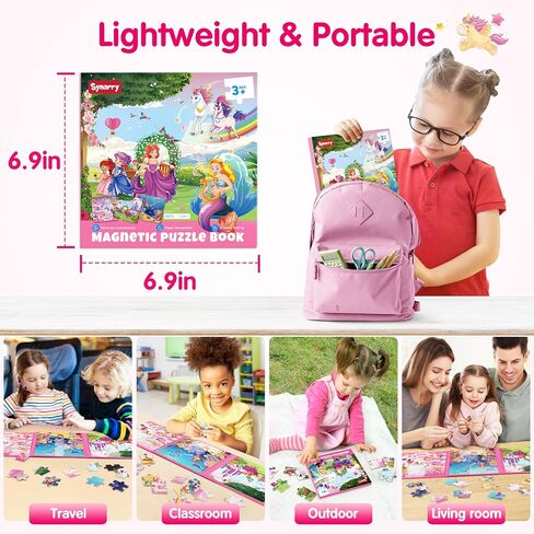 SYNARRY Unicorn Mermaid Princess Magnetic Puzzles for Kids 3-5, Travel Toys | 20-Piece Magnetic Travel Puzzle for Kids Ages 4-6, Car Airplane Road Trip Activities, Quiet Time Toys, Girls Birthday Gifts in Saudi Arabia