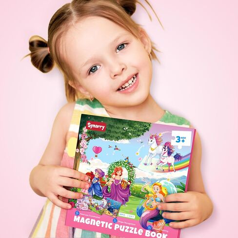SYNARRY Unicorn Mermaid Princess Magnetic Puzzles for Kids 3-5, Travel Toys | 20-Piece Magnetic Travel Puzzle for Kids Ages 4-6, Car Airplane Road Trip Activities, Quiet Time Toys, Girls Birthday Gifts in Saudi Arabia