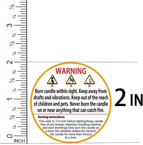 500 قطعة من ملصقات تحذير الشموع 2 انش، ملصقات تحذير للشموع مقاومة للماء، ملصقات امان للشموع، مطبوعة بوضوح، سهلة القراءة، لصق بإحكام، لا تسقط in Kuwait