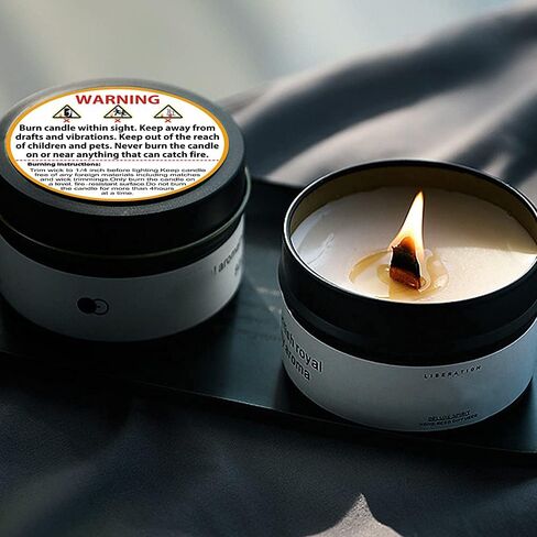 500 قطعة من ملصقات تحذير الشموع 2 انش، ملصقات تحذير للشموع مقاومة للماء، ملصقات امان للشموع، مطبوعة بوضوح، سهلة القراءة، لصق بإحكام، لا تسقط in Kuwait