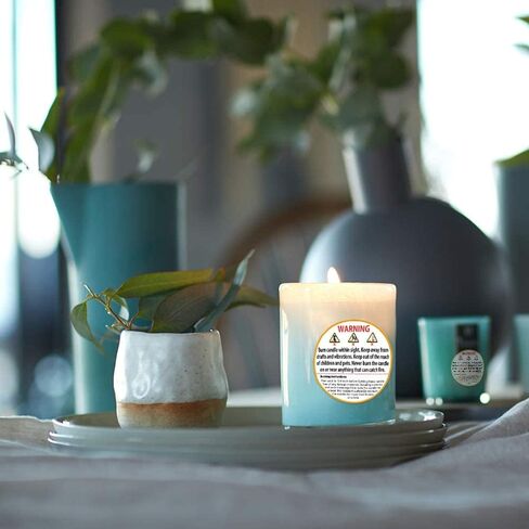 500 قطعة من ملصقات تحذير الشموع 2 انش، ملصقات تحذير للشموع مقاومة للماء، ملصقات امان للشموع، مطبوعة بوضوح، سهلة القراءة، لصق بإحكام، لا تسقط in Kuwait