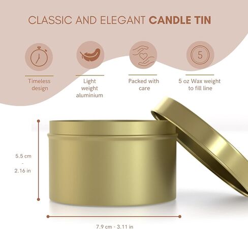 Candle Tins with Lids - 12 PCS 8oz Gold Seamless Candle Containers for Making Candles - Elegant Metal Candle Jars in Bulk for Candle Making - Candle Supplies for DIY Candle Making in Saudi Arabia
