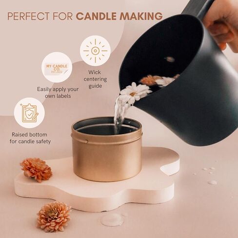 Candle Tins with Lids - 12 PCS 8oz Gold Seamless Candle Containers for Making Candles - Elegant Metal Candle Jars in Bulk for Candle Making - Candle Supplies for DIY Candle Making in Saudi Arabia