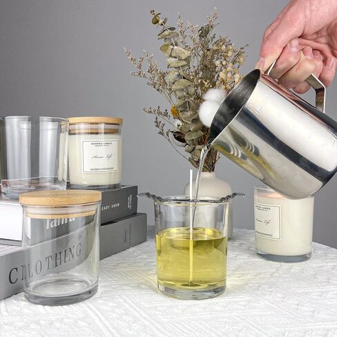 15pack, 7oz Thickened Glass Candle Jars with Bamboo Lids, Clear Candle Containers, Candle Vessels for Hand Candle Making DIY Craft in Kuwait