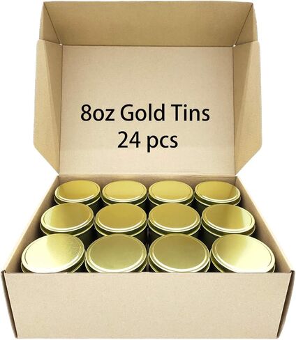 PMCDS2G Candle Tins 24 Pieces, 8oz for Candle Making - Black, Candle Making Supplies in Kuwait