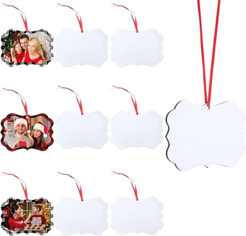 10 قطع عيد الميلاد مخصص صورة الحلي التسامي فارغة قلادة شخصية عيد الميلاد الأسرة حلية معلقة شجرة عيد الميلاد الحلي صورة قلادة تذكارية in Kuwait