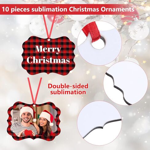 10 قطع عيد الميلاد مخصص صورة الحلي التسامي فارغة قلادة شخصية عيد الميلاد الأسرة حلية معلقة شجرة عيد الميلاد الحلي صورة قلادة تذكارية in Kuwait