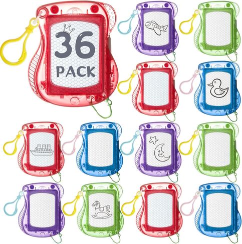 36 Pieces Mini Drawing Board Magnetic Doodle Board, Backpack Keychain Clip Drawing Boards Erasable Doodle Board Portable Writing Pad for Boys and Girls Birthday Party Favors in Saudi Arabia