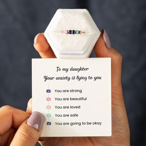 STORYJEWELLERY حلقات فيدجيت لابنتي، إلى ابنتي، حلقة تململ، حلقة دوارة مضادة للقلق للابنة، هدية ابنة من الأم، حلقة الأم والابنة in Kuwait