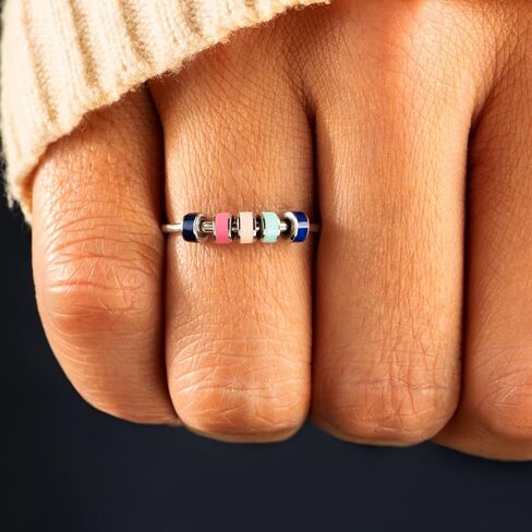 STORYJEWELLERY حلقات فيدجيت لابنتي، إلى ابنتي، حلقة تململ، حلقة دوارة مضادة للقلق للابنة، هدية ابنة من الأم، حلقة الأم والابنة in Kuwait