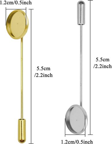 60PCS Flat Round Tray Lapel Pin Round Tray Brooch Pin Stick Stainless Steel Brooch Pin Needle Suit Round Safety Stick Pins Brooch for Tie Hat Pin Scarf Badge (Gold, Silver, Antique Bronze) in Kuwait