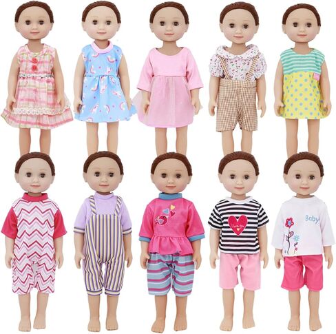 Alive Cute Baby Doll Clothes and Accessories, 10 Set Baby Dolls Alive Clothes Dress Pajamas for 12 13 14 inch Dolls Kids Gifts in Kuwait
