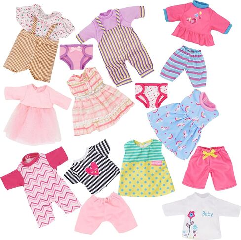 Alive Cute Baby Doll Clothes and Accessories, 10 Set Baby Dolls Alive Clothes Dress Pajamas for 12 13 14 inch Dolls Kids Gifts in Kuwait
