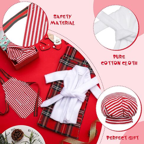 Sleeping Bag Christmas Accessory for Elf Doll, Including Christmas Doll Sleeping Bag, Bathrobe, Apron and Cap, Christmas Elf Doll Sleeping Bag Set for Elf Doll Clothes Kit (Plaid Style) in Saudi Arabia
