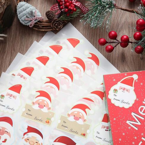 320 قطعة عيد الميلاد سانتا اسم العلامات ملصقات لاصقة لطيف سانتا التفاف تسميات ملصقات شجرة عيد الميلاد سانتا اسم تسميات ملصقات لعطلة مهرجان عيد ميلاد حزب الديكور، 16 تصاميم in Kuwait
