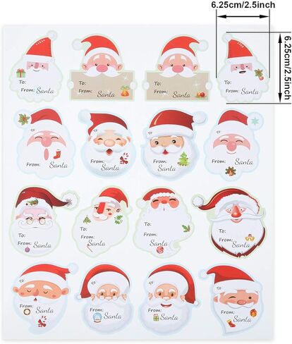 320 قطعة عيد الميلاد سانتا اسم العلامات ملصقات لاصقة لطيف سانتا التفاف تسميات ملصقات شجرة عيد الميلاد سانتا اسم تسميات ملصقات لعطلة مهرجان عيد ميلاد حزب الديكور، 16 تصاميم in Kuwait
