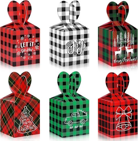 24 حزمة من صناديق هدايا عيد الميلاد ثلاثية الأبعاد لعيد الميلاد، صناديق هدايا عيد الميلاد، صناديق كوكي من الورق المقوى لعيد الميلاد، صناديق تغليف عشية عيد الميلاد، صناديق شبكية لهدايا حفلات عيد الميلاد وتغليف الهدايا (منقوشة متعددة الألوان) in Kuwait