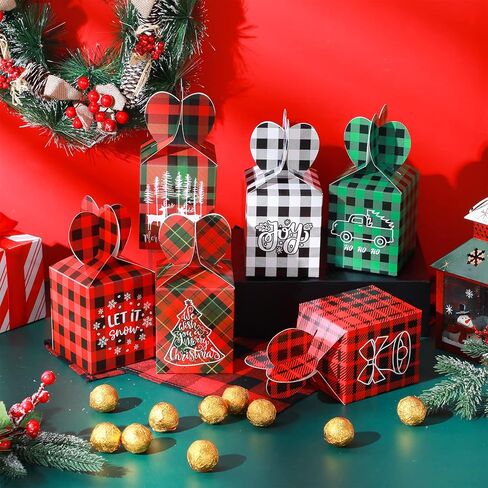 24 حزمة من صناديق هدايا عيد الميلاد ثلاثية الأبعاد لعيد الميلاد، صناديق هدايا عيد الميلاد، صناديق كوكي من الورق المقوى لعيد الميلاد، صناديق تغليف عشية عيد الميلاد، صناديق شبكية لهدايا حفلات عيد الميلاد وتغليف الهدايا (منقوشة متعددة الألوان) in Kuwait