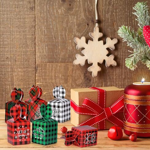 24 حزمة من صناديق هدايا عيد الميلاد ثلاثية الأبعاد لعيد الميلاد، صناديق هدايا عيد الميلاد، صناديق كوكي من الورق المقوى لعيد الميلاد، صناديق تغليف عشية عيد الميلاد، صناديق شبكية لهدايا حفلات عيد الميلاد وتغليف الهدايا (منقوشة متعددة الألوان) in Kuwait