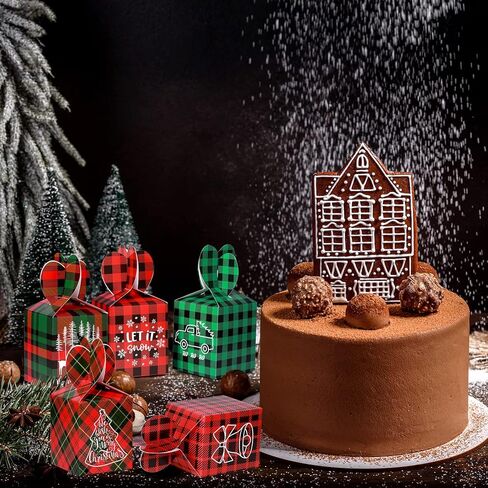 24 حزمة من صناديق هدايا عيد الميلاد ثلاثية الأبعاد لعيد الميلاد، صناديق هدايا عيد الميلاد، صناديق كوكي من الورق المقوى لعيد الميلاد، صناديق تغليف عشية عيد الميلاد، صناديق شبكية لهدايا حفلات عيد الميلاد وتغليف الهدايا (منقوشة متعددة الألوان) in Kuwait