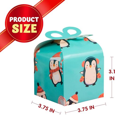 JOYIN 36 PCS Christmas Goody Gift Boxes with Bow, Folding Candy Box, Paper Treat Cookie Boxes for Christmas Xmas Holiday Wedding Decoration, Kids' School Classrooms Party Favors in Saudi Arabia