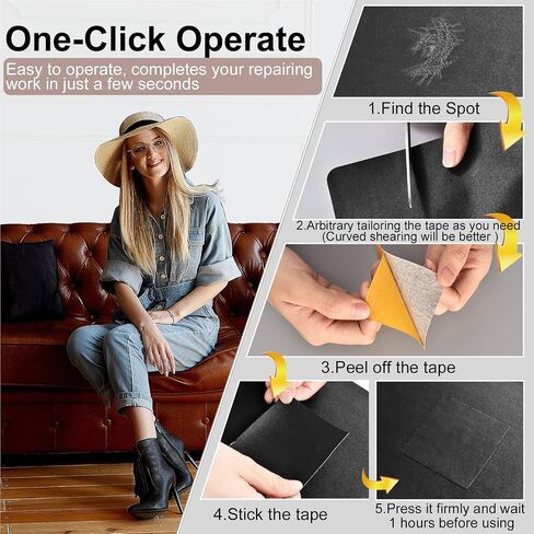 ICARERCASE Leather Repair Tape 8x11 inch, Self-Adhesive Repair Patch Pad Kit for Sofas, Car Seats, Bags, Furniture, Chairs and Jackets (Black) in Kuwait