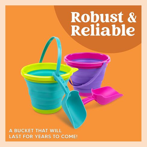 JOYIN 3 Packs Foldable Pail Bucket with Shovels & Mesh Bag, Collapsible Buckets Multi Purpose for Beach, Camping Gear, Beach Party, Fishing, and Fun Summer Activities (Yellow/Blue/Green) in Saudi Arabia