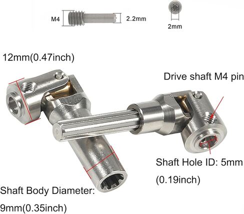 AMOGOT 2 قطعة من الفولاذ المقاوم للصدأ RC أعمدة محرك 112-168 مم لـ 1/10 محوري SCX10 TRX4 SCX10II 90046 Wraith D90 TF2 Redcat Gen7 GEN8 RC الزاحف، عمود محرك مشترك عالمي Y3 in Kuwait