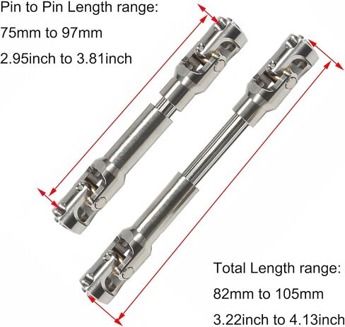 AMOGOT 2 قطعة من الفولاذ المقاوم للصدأ RC أعمدة محرك 112-168 مم لـ 1/10 محوري SCX10 TRX4 SCX10II 90046 Wraith D90 TF2 Redcat Gen7 GEN8 RC الزاحف، عمود محرك مشترك عالمي Y3 in Kuwait