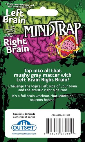 Outset Media MindTrap: Left Brain Right Brain - Challenge Both The Left Side and Right Side of Your Brain - for 1 or More Players Ages 12 and up in Saudi Arabia