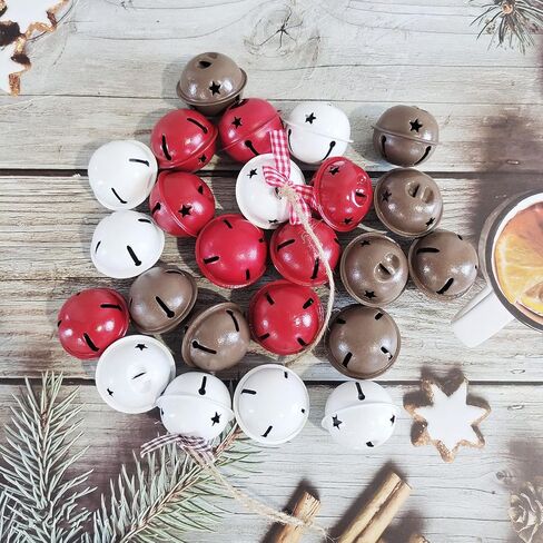 27 مجموعة من أجراس عيد الميلاد مجموعة من أجراس شجرة عيد الميلاد الأحمر والأبيض والبني أجراس لديكور الكريسماس إكليل زهور زينة شجرة عيد الميلاد in Kuwait