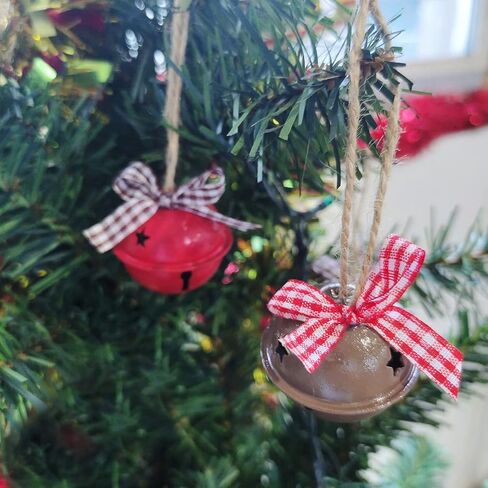 27 مجموعة من أجراس عيد الميلاد مجموعة من أجراس شجرة عيد الميلاد الأحمر والأبيض والبني أجراس لديكور الكريسماس إكليل زهور زينة شجرة عيد الميلاد in Kuwait