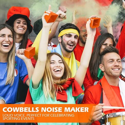 50 Pack Metal Cowbells Bulk 3 x 2.4 x 3 Inch Cow Bells with Handle Novelty Noise Maker for Sporting Events Cheering Team Spirit Weddings Graduation Baseball Football Game Party (Orange) in Kuwait