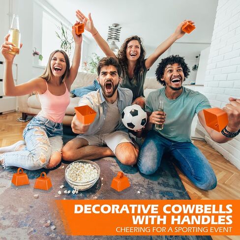 50 Pack Metal Cowbells Bulk 3 x 2.4 x 3 Inch Cow Bells with Handle Novelty Noise Maker for Sporting Events Cheering Team Spirit Weddings Graduation Baseball Football Game Party (Orange) in Kuwait