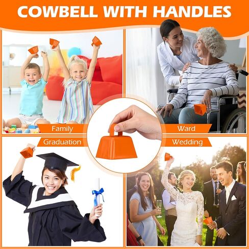 50 Pack Metal Cowbells Bulk 3 x 2.4 x 3 Inch Cow Bells with Handle Novelty Noise Maker for Sporting Events Cheering Team Spirit Weddings Graduation Baseball Football Game Party (Orange) in Kuwait
