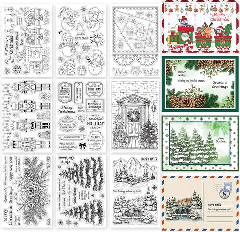 ORIGACH 9 Sheets Plants and Flowers Clear Stamps Silicone Transparent Stamps for Card Making Decoration and DIY Scrapbooking in Kuwait