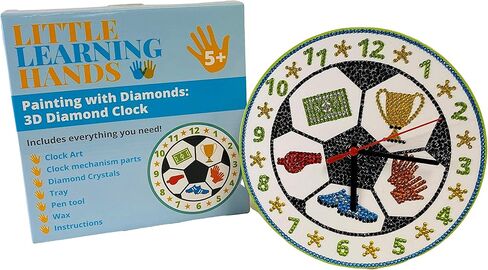Little Learning Hands Soccer Ball Diamond Painting Kit Soccer Clock| Soccer Mosaic | Kids Crafts with Clock and Diamond Art Kit | Creative Crafts for Kids and Adults | Gifts for Girls and Boys in Kuwait