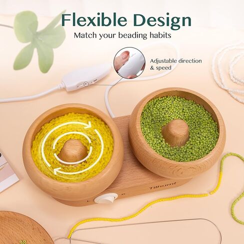 Tilhumt 2-Bowl Electric Bead Spinner, Adjustable Speed Waist Bead Spinner for Jewelry Making, Electric Beads Spinner with 2 Big Eye Needle for Making Bracelets, Necklace, Waist Chain in Kuwait