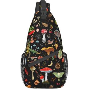 Mushroom Gifts Sling Backpack , Mushroom Crossbody Bag For Women Men Travel Hiking Shoulder Chest Daypack Unisex in Saudi Arabia