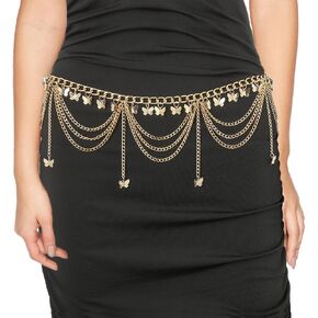 ELABEST Metal Waist Chain Gold Tassel Layered Chain Belt Waist Jewelry Accessories for Women Girls