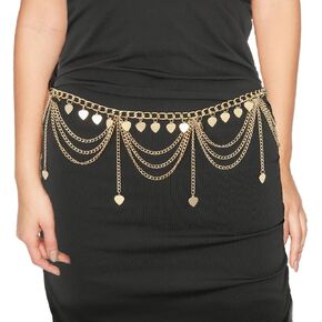 ELABEST Metal Waist Chain Gold Tassel Layered Chain Belt Waist Jewelry Accessories for Women Girls in Saudi Arabia