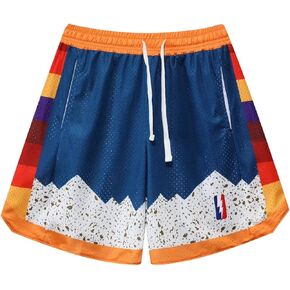 BOOMLEMON Men's Basketball Shorts Hip Hop Workout Athletic Shorts Mesh Print Running Short Pants
