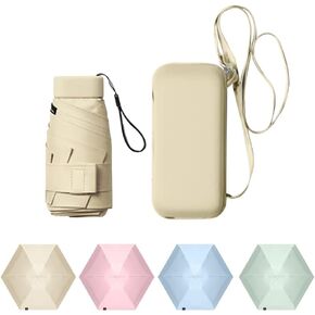 Dlin Small Mini Travel Sun Umbrella for Purse With Case, Compact UV Umbrella Protection, Lightweight & Portable parasol, Outdoor Sun&Rain Umbrellas for Women and Girls