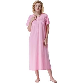 Keyocean Women Nightgowns, Soft 100% Cotton Short Sleeves Comfy Ladies Nightdress in Kuwait