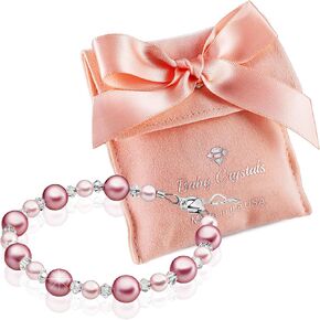925 Sterling Silver Rose Pearl Bracelet for girls, Newborn Baby Bracelets for Infant Girls, Toddler Bracelets and little Girl Jewelry, Gifts for Teenage Girls