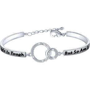 FEELMEM Life Is Tough But So Am I Bracelet Depression Suicide Mental Health Awareness Inspirational Jewelry Recovery Gift Keep Going Gift