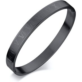 Jaline الذهب والفضة وارتفع الذهب مطلي أساور للرجال النساء الأرقام الرومانية الإسورة سوار الفولاذ المقاوم للصدأ شخصية محفورة للجنسين هدية in Kuwait