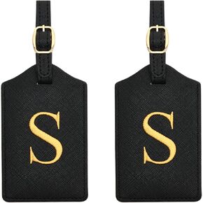 2 Pcs Initial Luggage Tags Monogrammed PU Leather Luggage Tags Embroidered Luggage Tags for Suitcases Travel Luggage Tags for Baggage Bags (M)