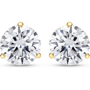 3/4 Carat Solitaire Diamond Stud Earrings Round Brilliant Shape 3 Prong Screw Back (I-J Color, I1 Clarity)
